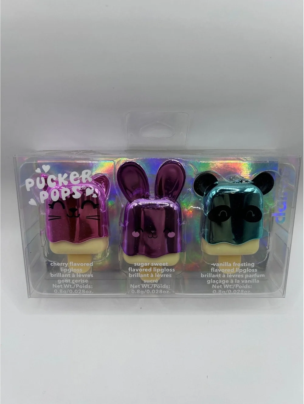 Pucker Pops Flavored Lipgloss Trio Set - Cherry, Sugar Sweet, Vanilla Frosting